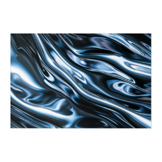 Blue Chrome Obsidian – Futuristic Metallic Abstrac Acrylic Print