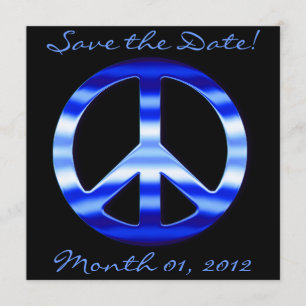 Blue Chrome Peace Sign Invitations