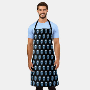 Blue Chrome Skull Apron