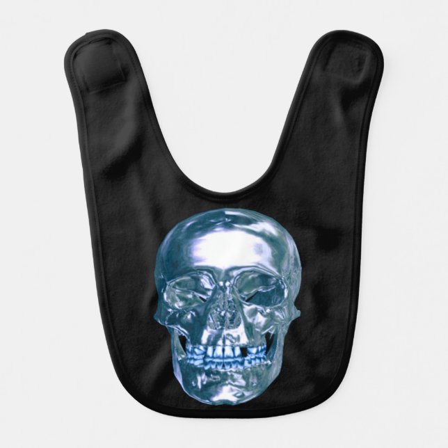 Blue Chrome Skull Baby Bib (Front)