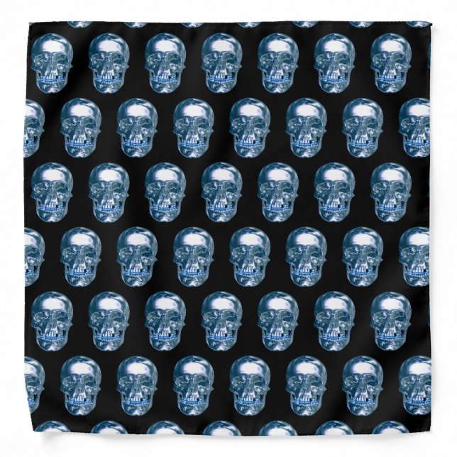 Blue Chrome Skull Bandana (Front)