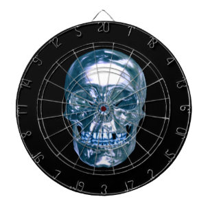 Blue Chrome Skull Dart Board