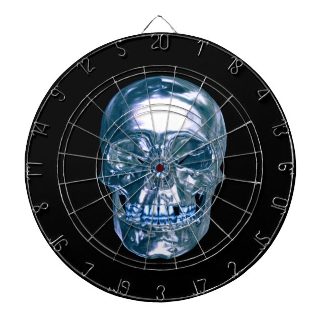 Blue Chrome Skull Dart Board (Front)