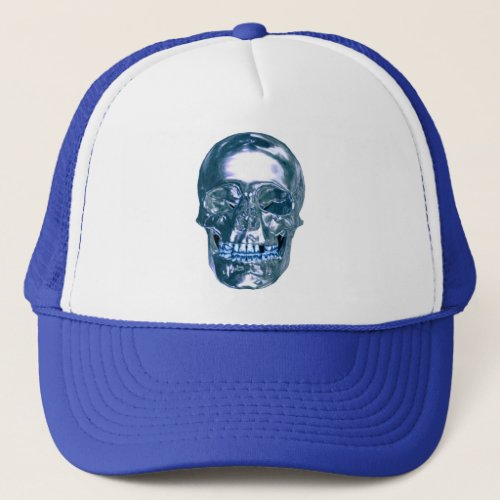 Blue Chrome Skull Hat