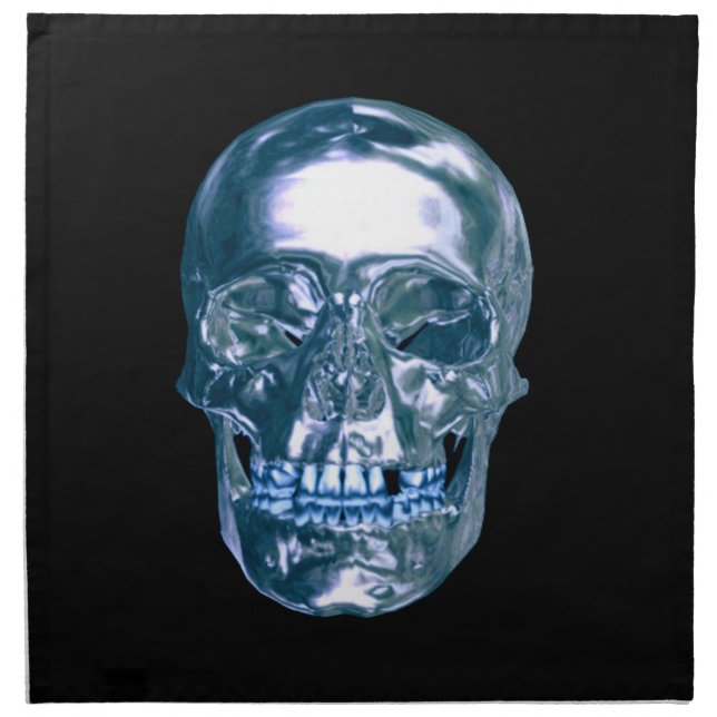 Blue Chrome Skull Napkins (Front)