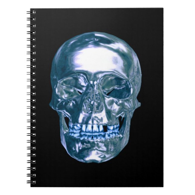Blue Chrome Skull Spiral Notebook (Front)