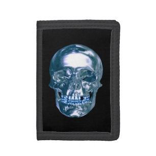 Blue Chrome Skull Wallet
