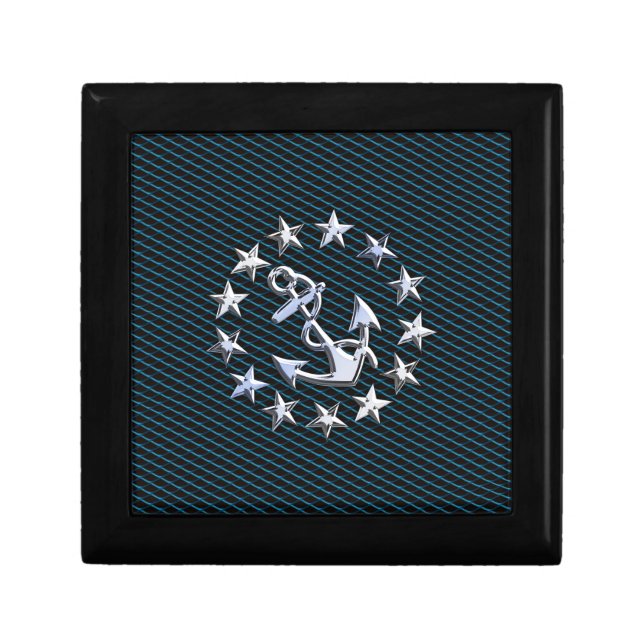 Blue Chrome Style Yacht Flag on Grille Print Gift Box (Front)