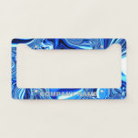 Blue Chrome with Company Name License Plate Frame