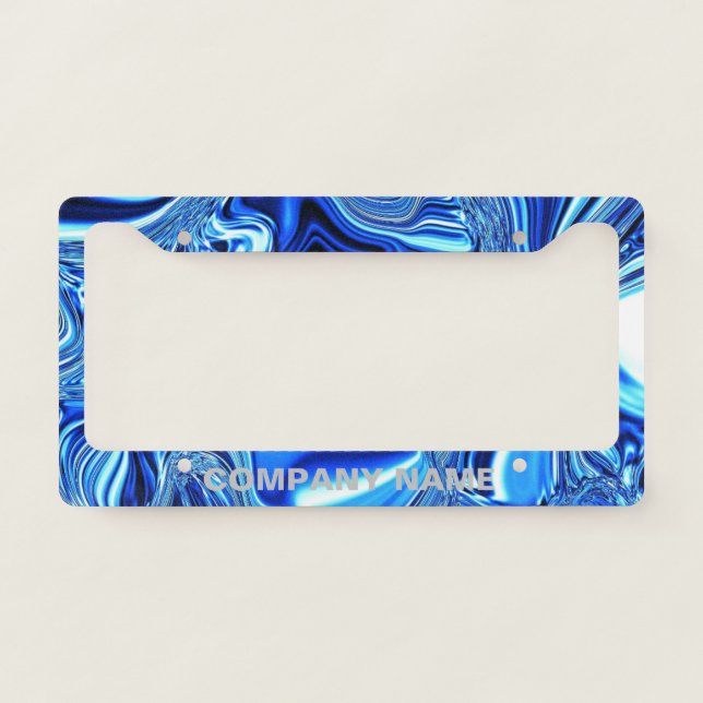 Blue Chrome with Company Name License Plate Frame (Front)