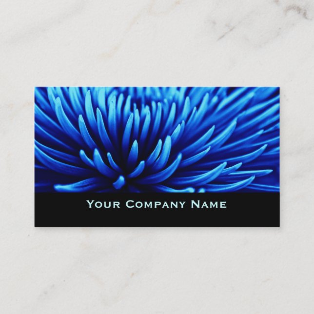 Blue Chrysanthemum flower Custom Business Cards (Front)