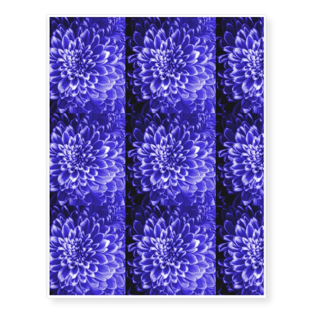 Blue Chrysanthemum Temporary Tattoos (Front)