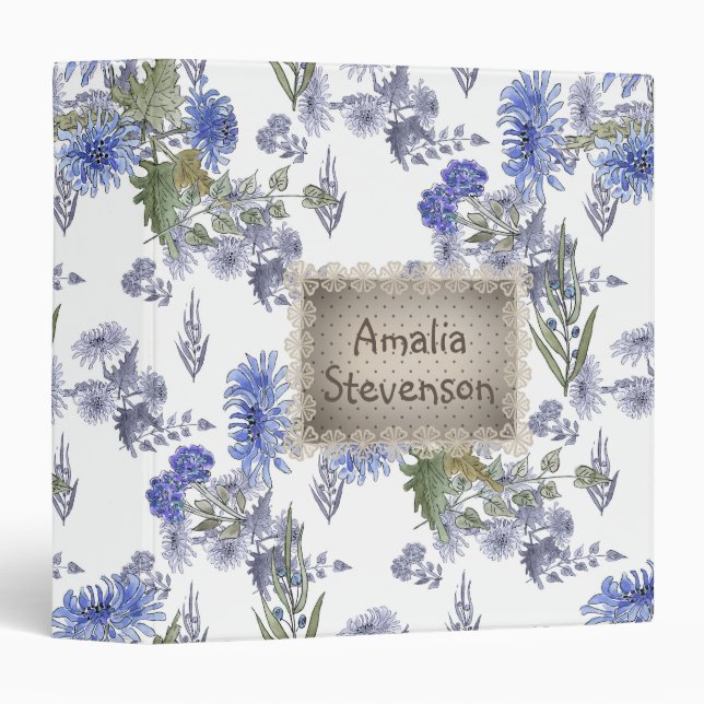Blue chrysanthemums 3 ring binder (Front/Spine)