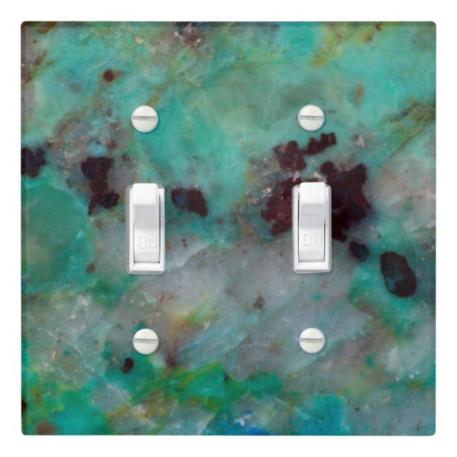 Blue Chrysocolla Jasper Light Switch Cover (In Situ)