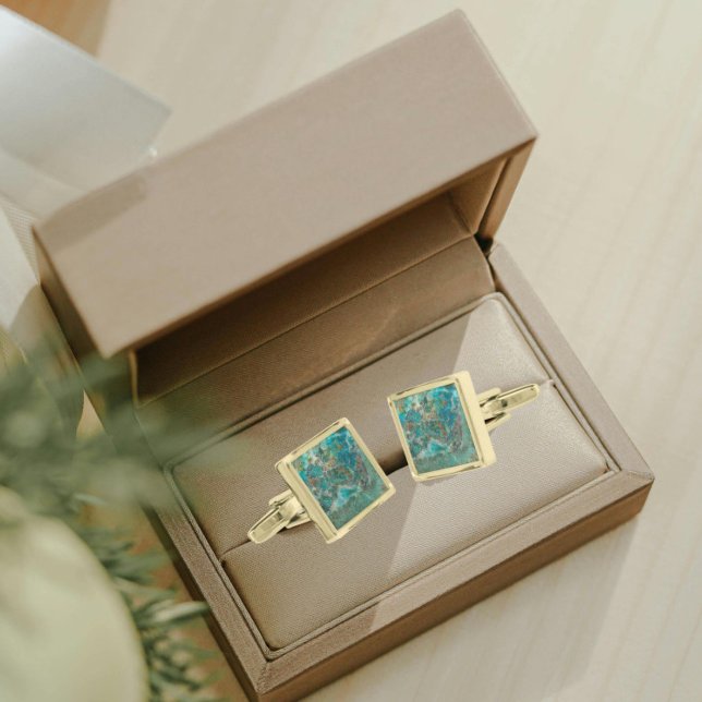 Blue Chrysocolla Mineral Stone Cufflinks (In Situ Box)