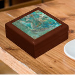 Blue Chrysocolla Mineral Stone Gift Box<br><div class="desc">Store trinkets,  jewelry and other small keepsakes in this wooden gift box with ceramic tile that features an image of the beautiful,  turquoise blue colors of Chrysocolla mineral stone. Select your gift box size and color. A great gift idea for the rock hound!</div>