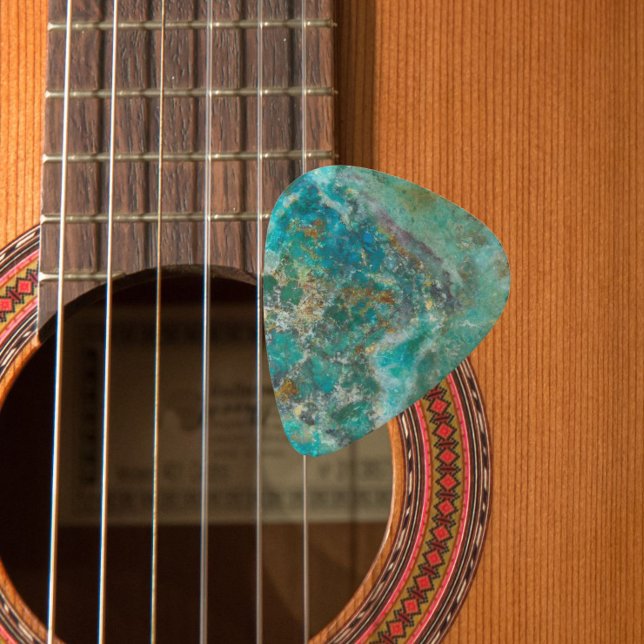 Blue Chrysocolla Mineral Stone Image Guitar Pick (In Situ)