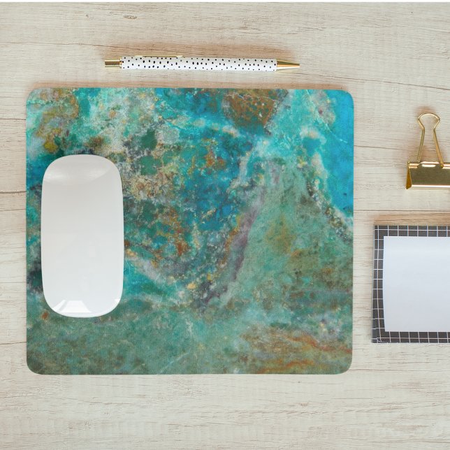 Blue Chrysocolla Mineral Stone Mouse Pad (In Situ)