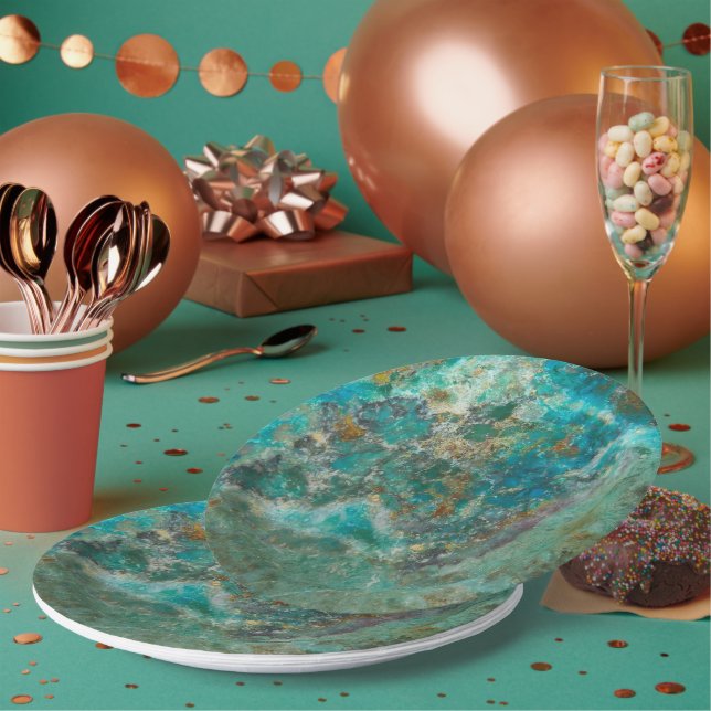 Blue Chrysocolla Mineral Stone Paper Plates (Multi)