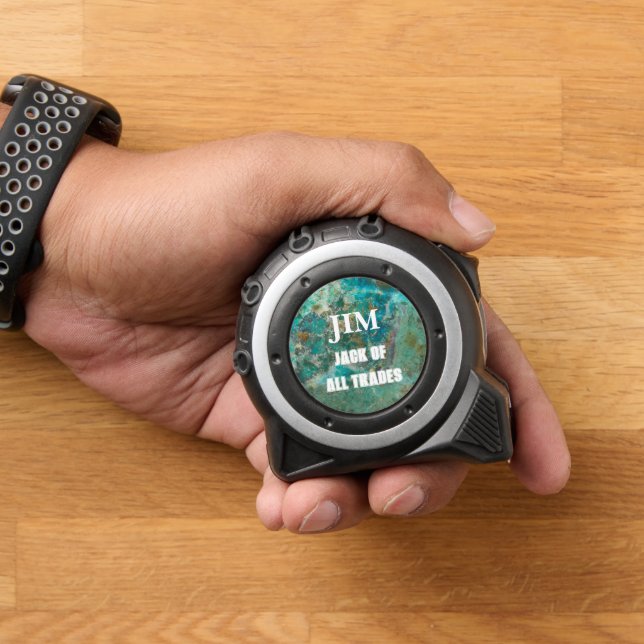 Blue Chrysocolla Mineral Stone Personalized Tape Measure (Home)