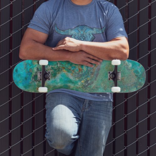 Blue Chrysocolla Mineral Stone Skateboard