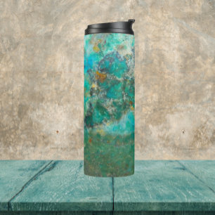 Blue Chrysocolla Mineral Stone Thermal Tumbler