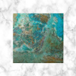Blue Chrysocolla Mineral Stone Tile<br><div class="desc">Ceramic tile that features a photo image of the beautiful,  turquoise blue colors of Chrysocolla mineral stone. Select your size tile. Makes a great trivet for the kitchen. Please not that there is no real stone in this product.</div>