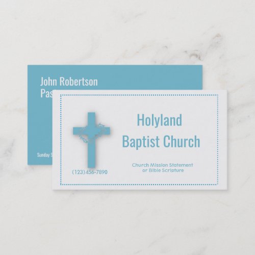 Blue Church Cross Thorn Crown Business Cards