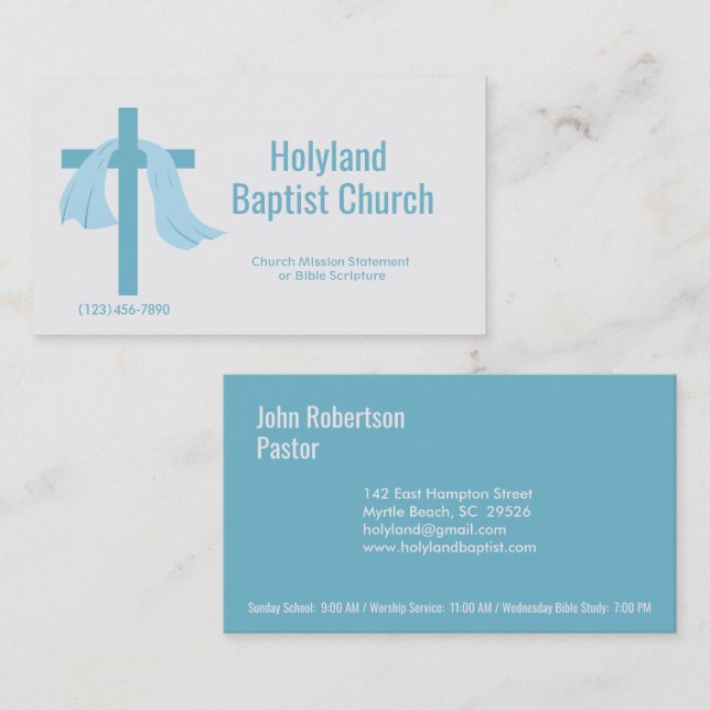 Blue Church Cross Thorn Crown Business Cards (Front/Back)