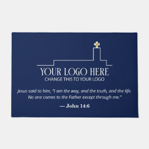Blue Church Logo Website & Custom Bible Quote Doormat