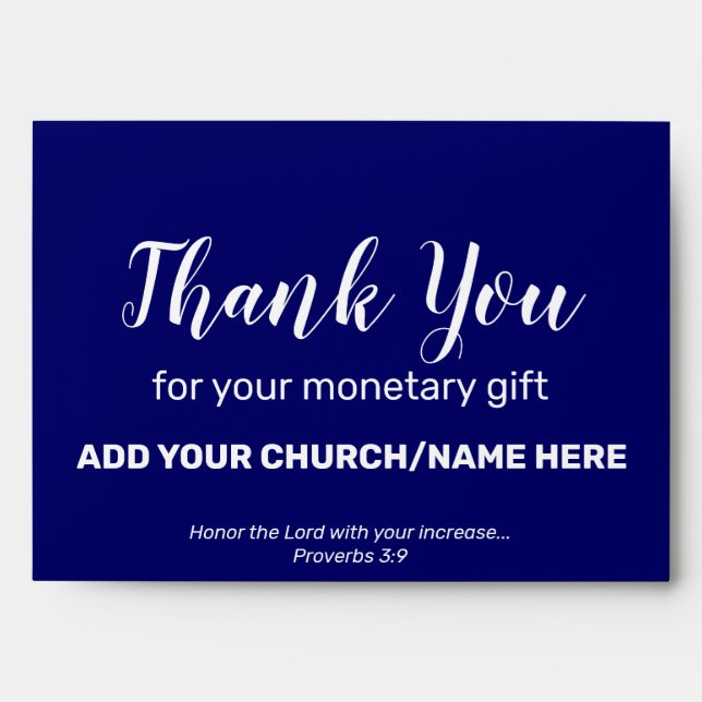 Blue Church Offerings Charity Donations Cash Envel Envelope (Front)