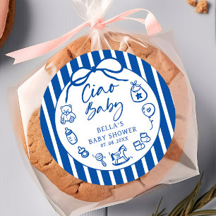 Blue Ciao Baby Italian Baby Shower Sticker