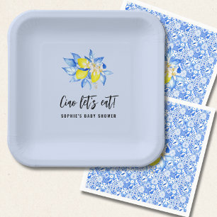 Blue, Ciao Baby, Lemons Paper Plates