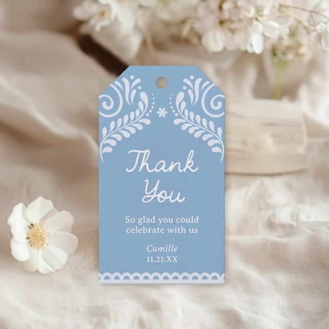 Blue Cielito Lindo Baby Shower Thank You Gift Tags (Creator Uploaded)