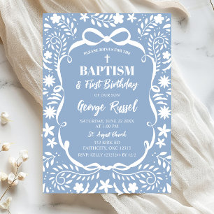 Blue Cielito Lindo Baptism Talavera Pattern Invitation