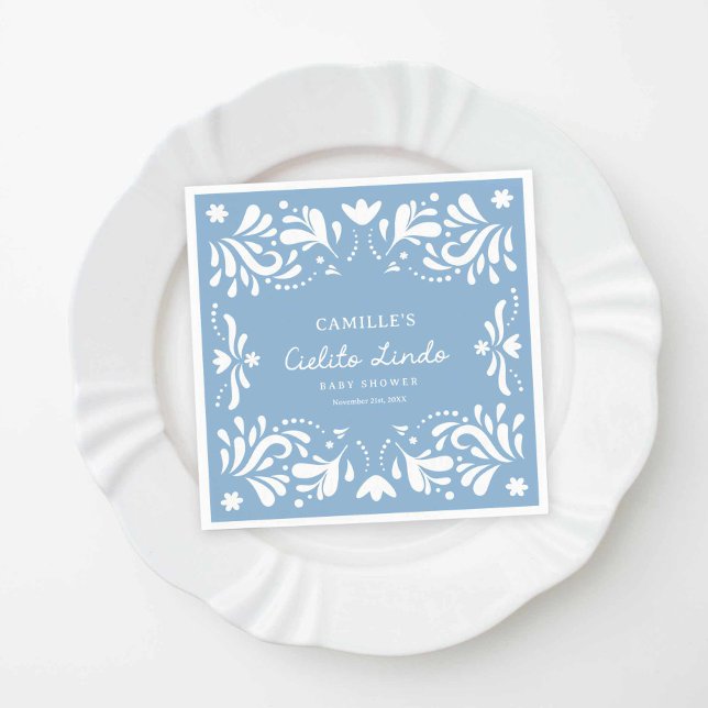 Blue Cielito Lindo Boy Baby Shower  Napkins (Blue Cielito Lindo Boy Baby Shower Paper napkins)