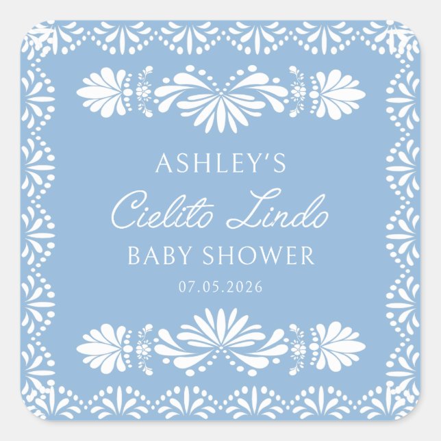 Blue Cielito Lindo Boy Baby Shower Sticker (Front)