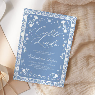 Blue Cielito Lindo Talavera Baby Shower Invitation