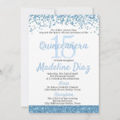 Blue Cinderella Quinceanera Birthday Invitation (Back)