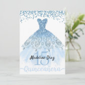 Blue Cinderella Quinceanera Birthday Invitation (Standing Front)