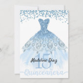 Blue Cinderella Quinceanera Birthday Invitation (Front)