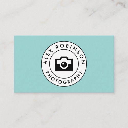 Blue circle camera logo photography business card