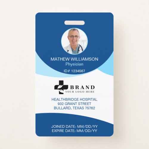 Blue Circle Design   Medical Photo ID  Logo Badge