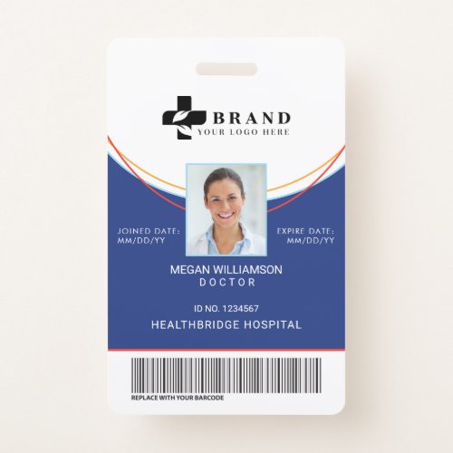 Blue Circle Design   Medical Photo ID  Logo Badge