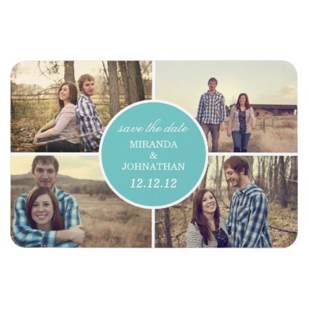 Blue Circle Design Photo Save The Date Magnet