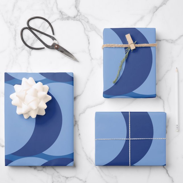 Blue Circle Geometric  Wrapping Paper Sheets (Front)