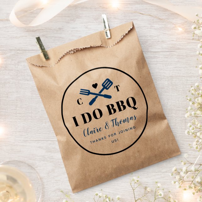Blue Circle I Do BBQ Engagement Party Favor Bag (Clipped)