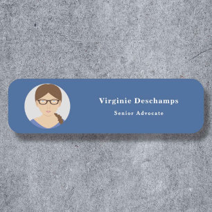 Blue Circle Photo Employee Name Tag