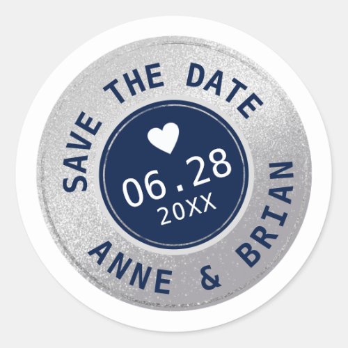 blue circle wedding small SAVE THE DATE  Classic Round Sticker