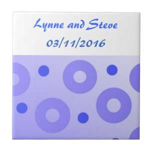 Blue Circles and Dots Save the Date Ceramic Tile